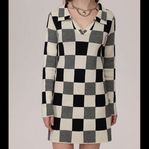 Collared & Checkered Sweater Dress